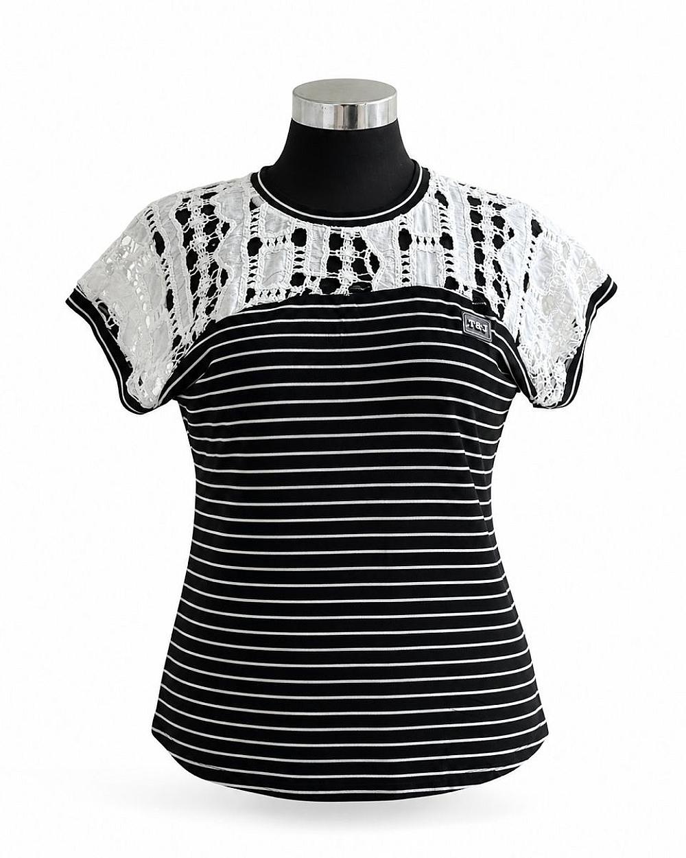 T&T MIdNight Lace Stripe Tee